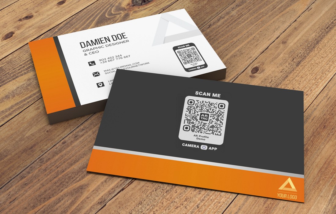 AR Tag Promo Example - QR Business Cards, Stationary and Printed Media